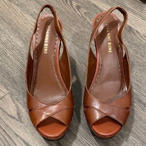 Gianni Bini Tan Platform Slingback Sandals